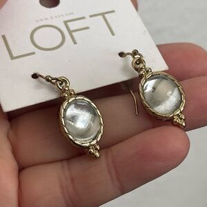 LOFT Gold and White Oval Earrings